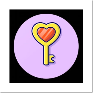 Love Key Cartoon Vector Icon Illustration Posters and Art